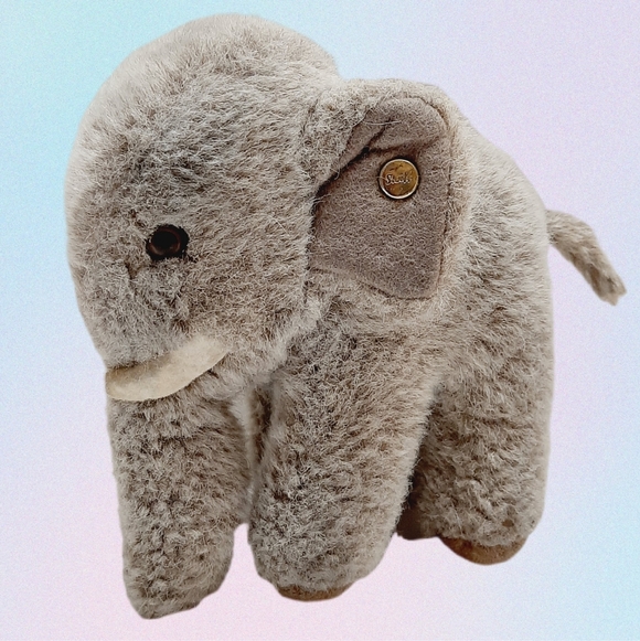 steiff Other - 🍒 Steiff "Jumbo" Vintage Elephant Small Retro Plush Soft Gray Kids Toy